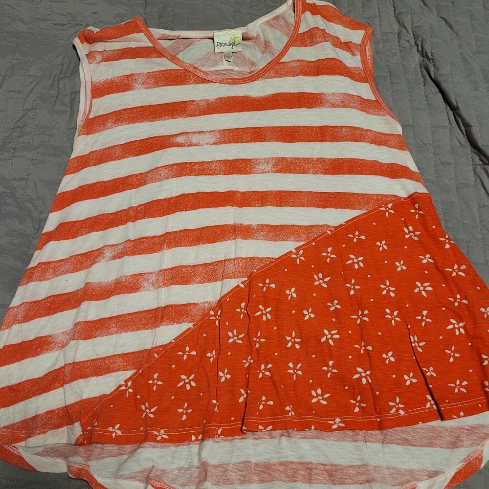 Red sleeveless top